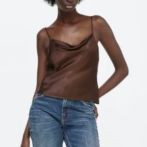 Zara Dark Brown Satin Camisole